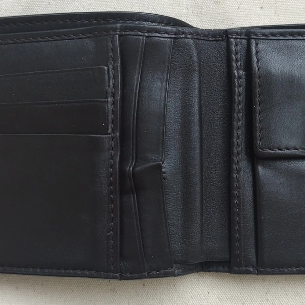 GUCCI Brown Leather MICRO GUCCISSIMA GG embossed Bi-fold wallet USED